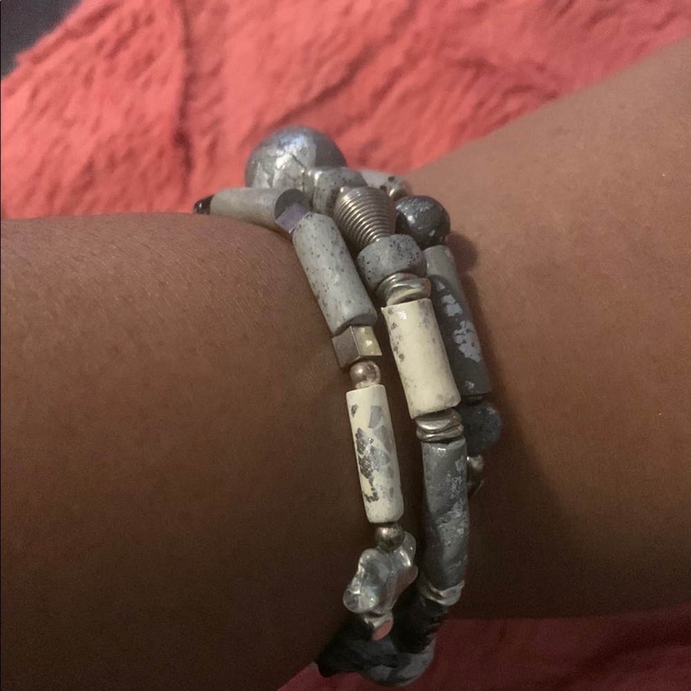 Gray and White Wrap Around Bracelet